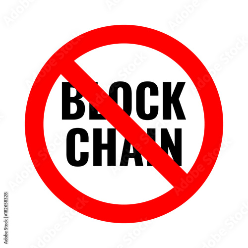 Wallpaper Mural blockchain forbidden, flat red round sign Torontodigital.ca