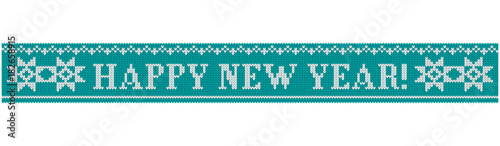 happy new year knitted star blue