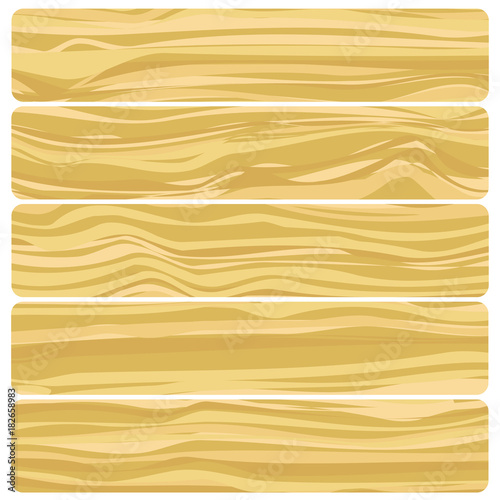 Five wooden boards. Vector abstract wood texture in flat design.    © dniprodd