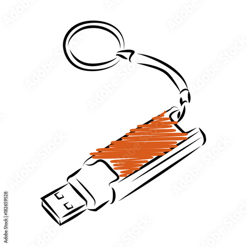 USB flash drive template. Outline style icon.