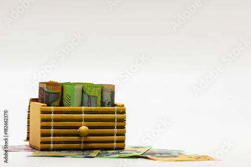 australian dollar isolated on white.business concept