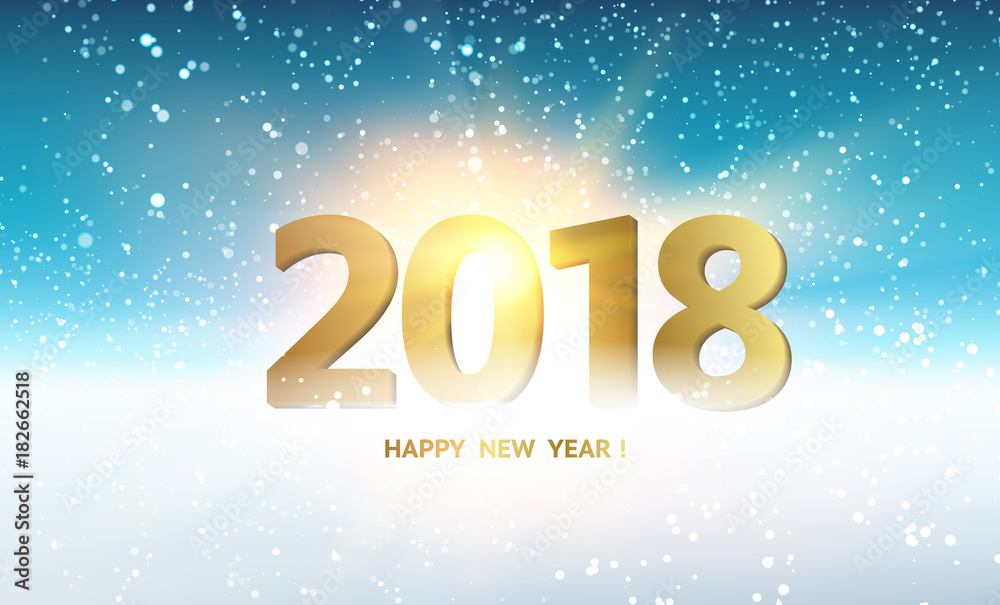 Winter background. 2018 New year sign. Holiday label with fallen snow over blue backdrop. Calendar design template. Vector illustration. Winter background. 2018 New year sign. Holiday label with fallen snow over blue backdrop. Calendar design template. Vector illustration.