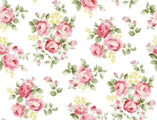 Fototapete Rosenmuster Vintage Rosen Bouquet floraler Charme  © Zweiviart