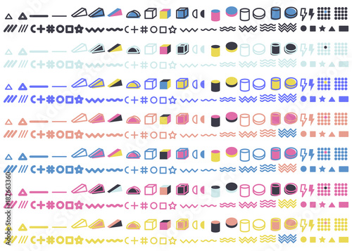 Geometric abstract vector background color elements. Hipster fashion Memphis style