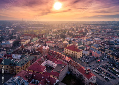 Obraz na płótnie Lublin z lotu ptaka w salonie