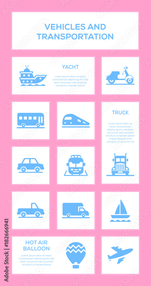 Vehicles And Transportation Icon Set
