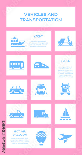 Vehicles And Transportation Icon Set