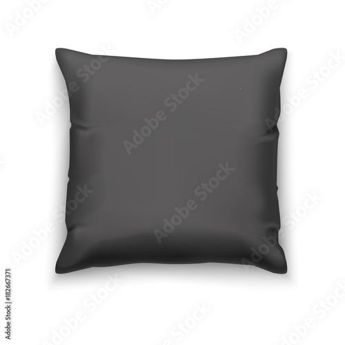 Black Pillow. Blank Mock Up for Presentation of Surface Design and Logotypes. Vector Isolated Illustration