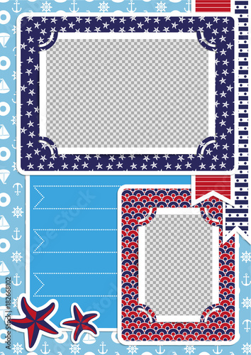 Scrapbooking ideas. Photoalbum in the nautical style. Children's photobook