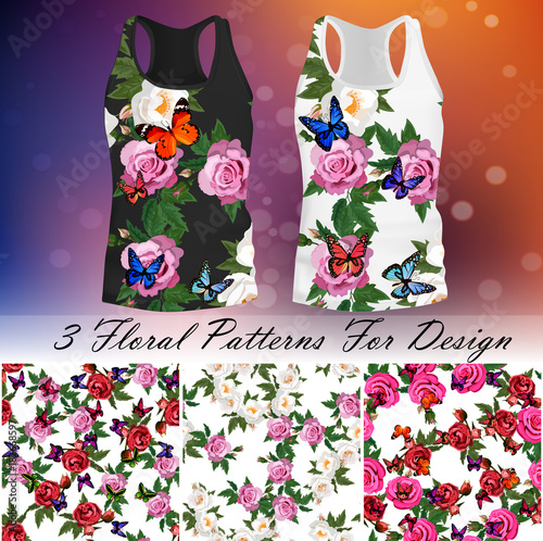 T-shirt with an trendy rose and butterfly design