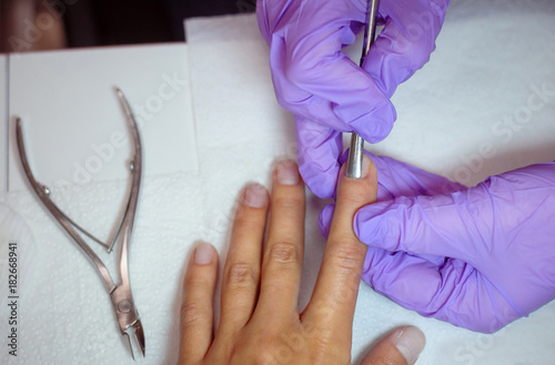 trimmed manicure close-up