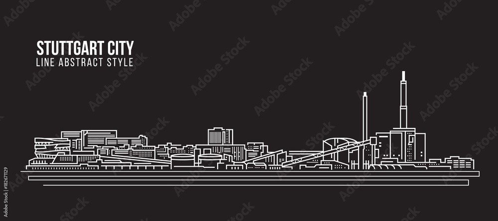 Cityscape Building Line art Vector Illustration design - Stuttgart city