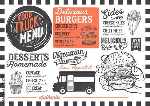 Food truck menu template.