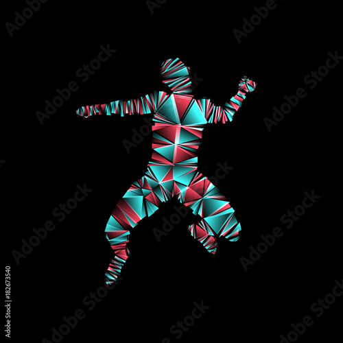 Business, freedom or happiness concept. 3d model of man. Human body model. Vector illustration.