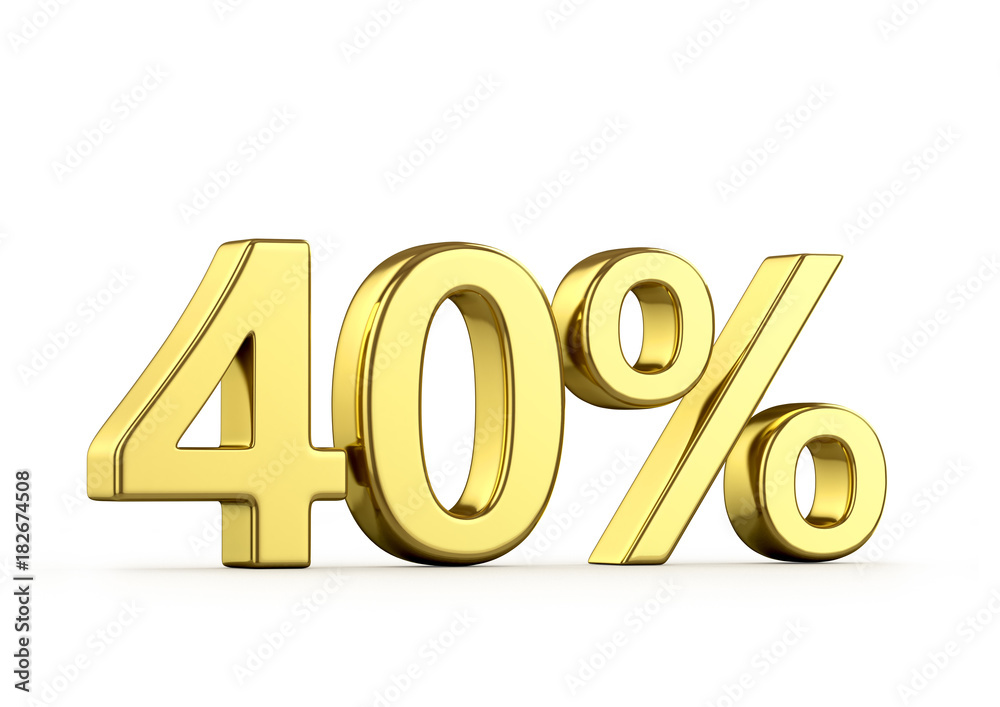 Forty gold percent on a white background. 3D illustration Forty gold percent on a white background. 3D illustration