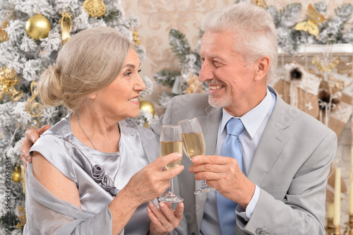 old couple celebrating Christmas
