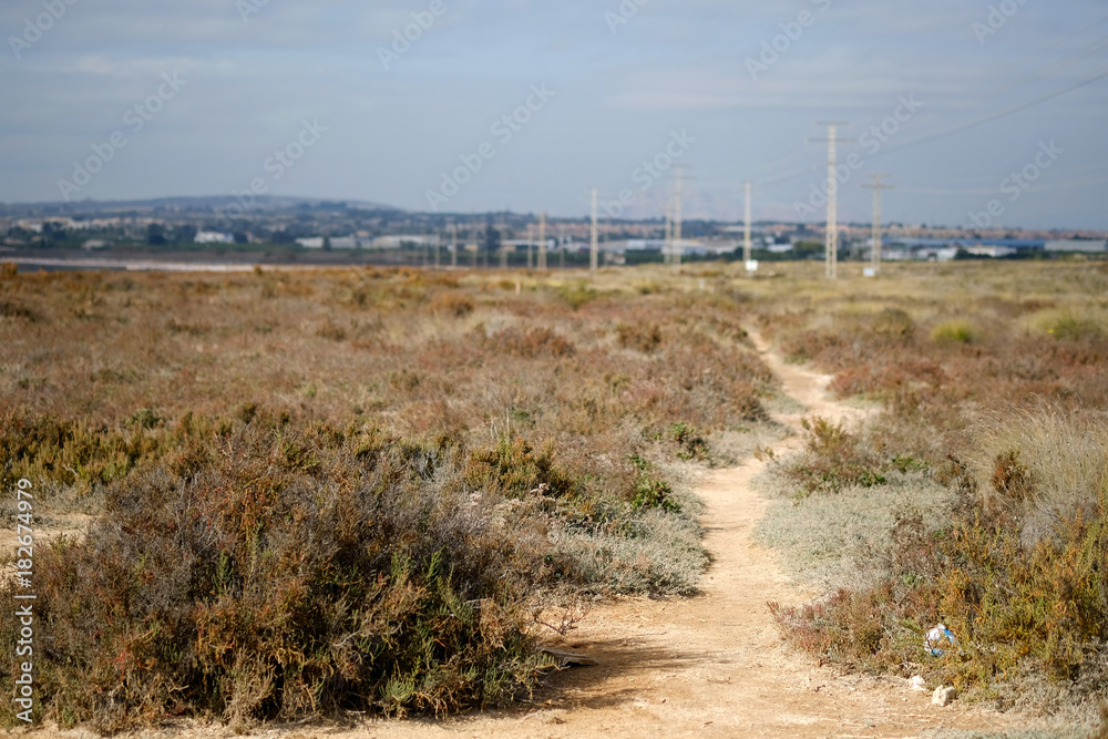 Path to the Las Salinas salt lake. Torrevieja, Spain Path to the Las Salinas salt lake. Torrevieja, Spain