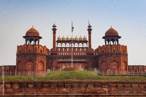 The Red Fort is a historic fort in the city of Delhi in India