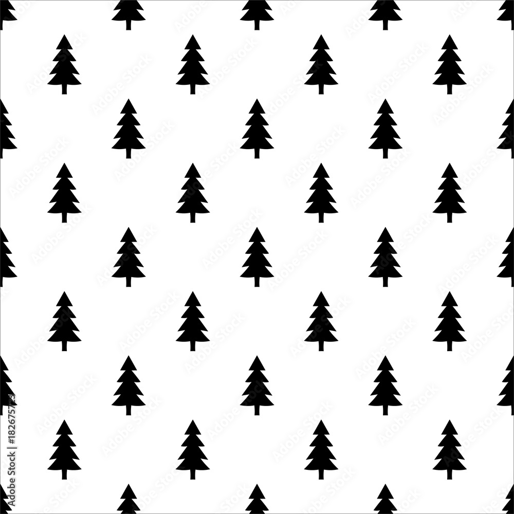 Seamless pattern with firtree silhouette. Christmas paper design