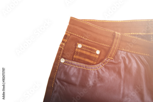 Brown women's casual pants isolated on white background.