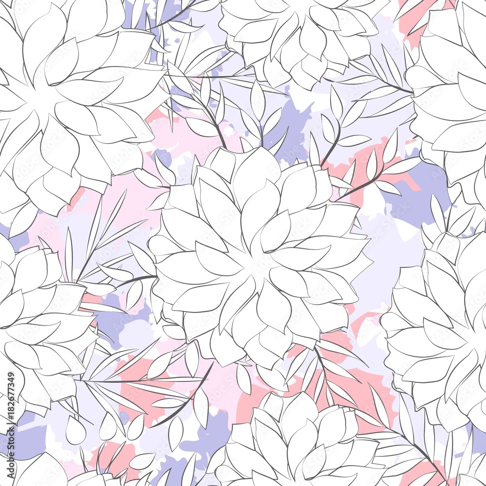 seamless pattern with flowers on a colored background, vector illustration