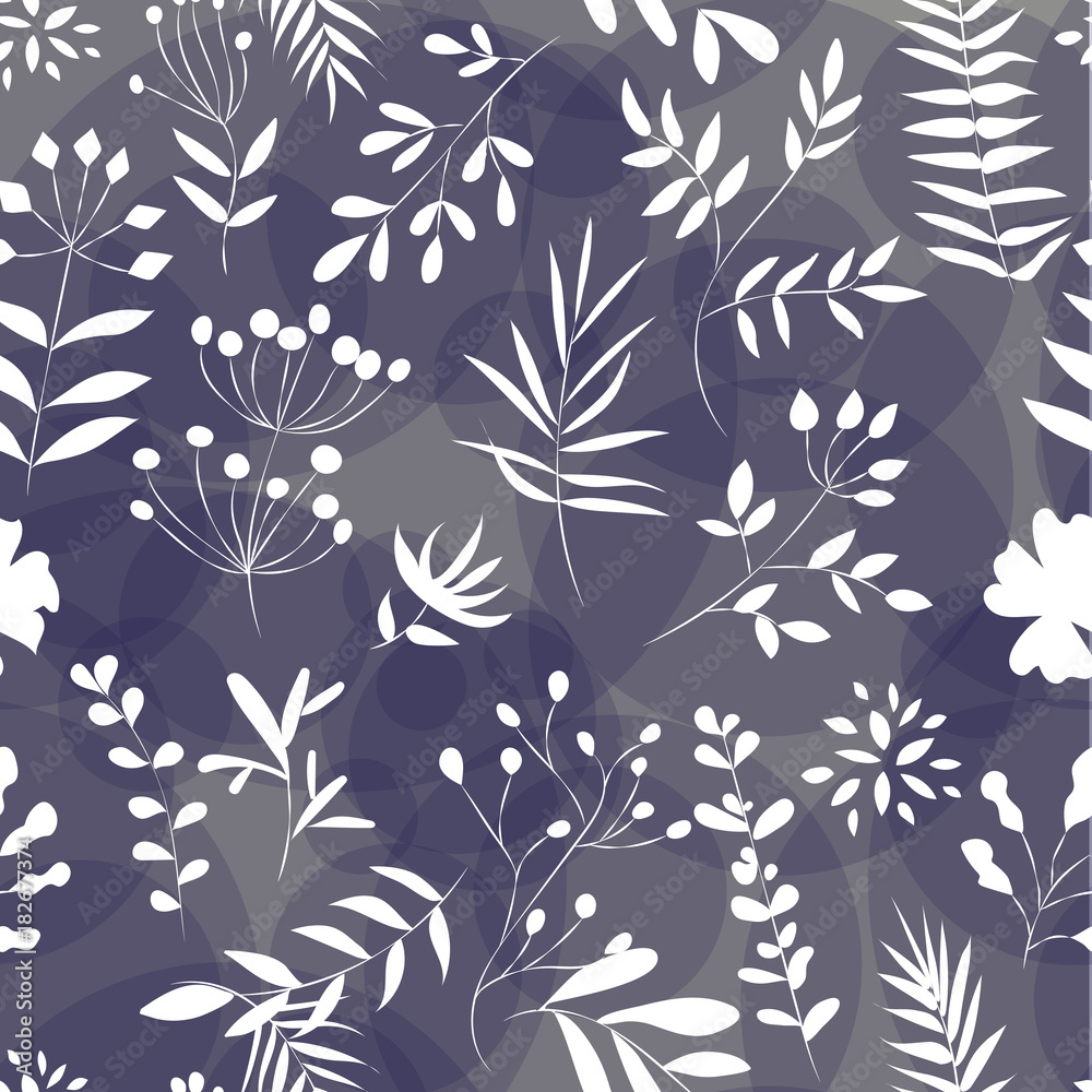Fototapeta premium seamless white pattern of plants on a colored background