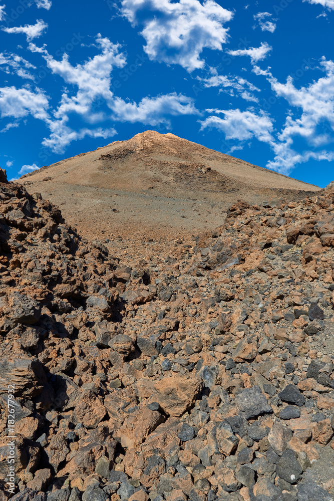Landscape with mount Teide, volcano Teide and lava scenery in Teide National Park - Tenerife, Canary Islands