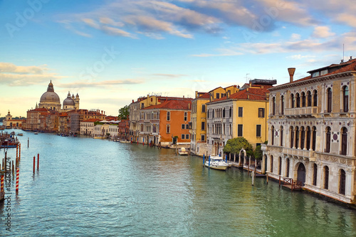 Landscape view of Adriatic Sea with boats and historic buildings in Venice, Italy, Europe. © Spectral-Design