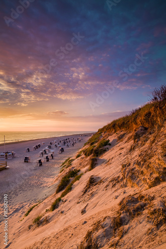 Sunset over the sea, Westerland, Sylt Island, North Frisian Islands, Schleswig-Holstein, Germany