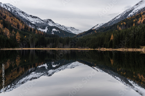 Mountains mirroring in the crystal clear waters of the Ingeringsee