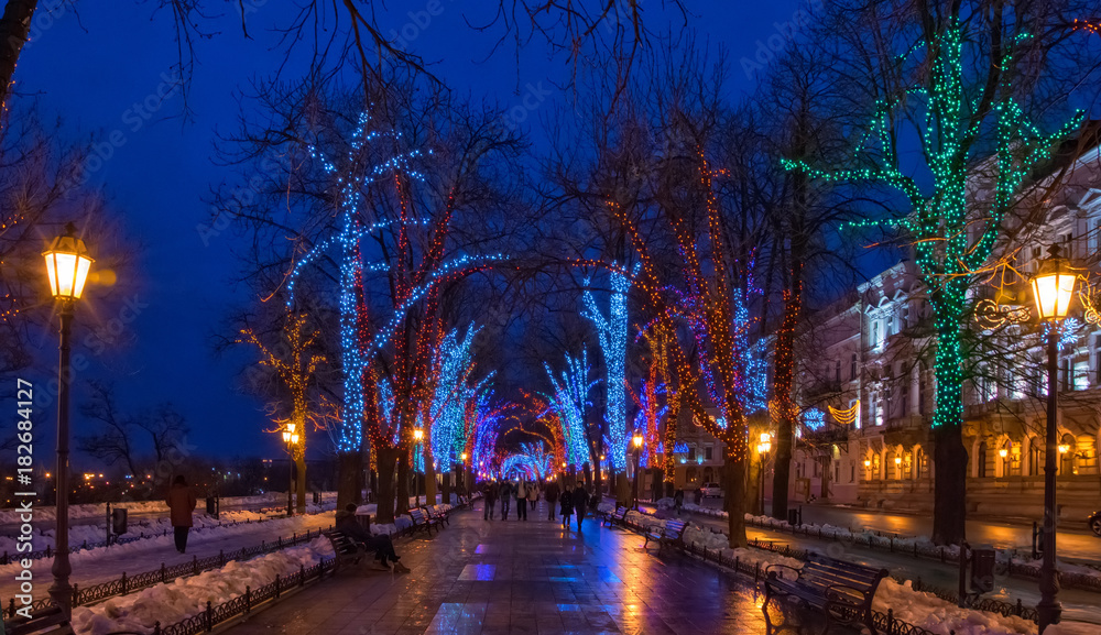 Christmas illumination on downtown street