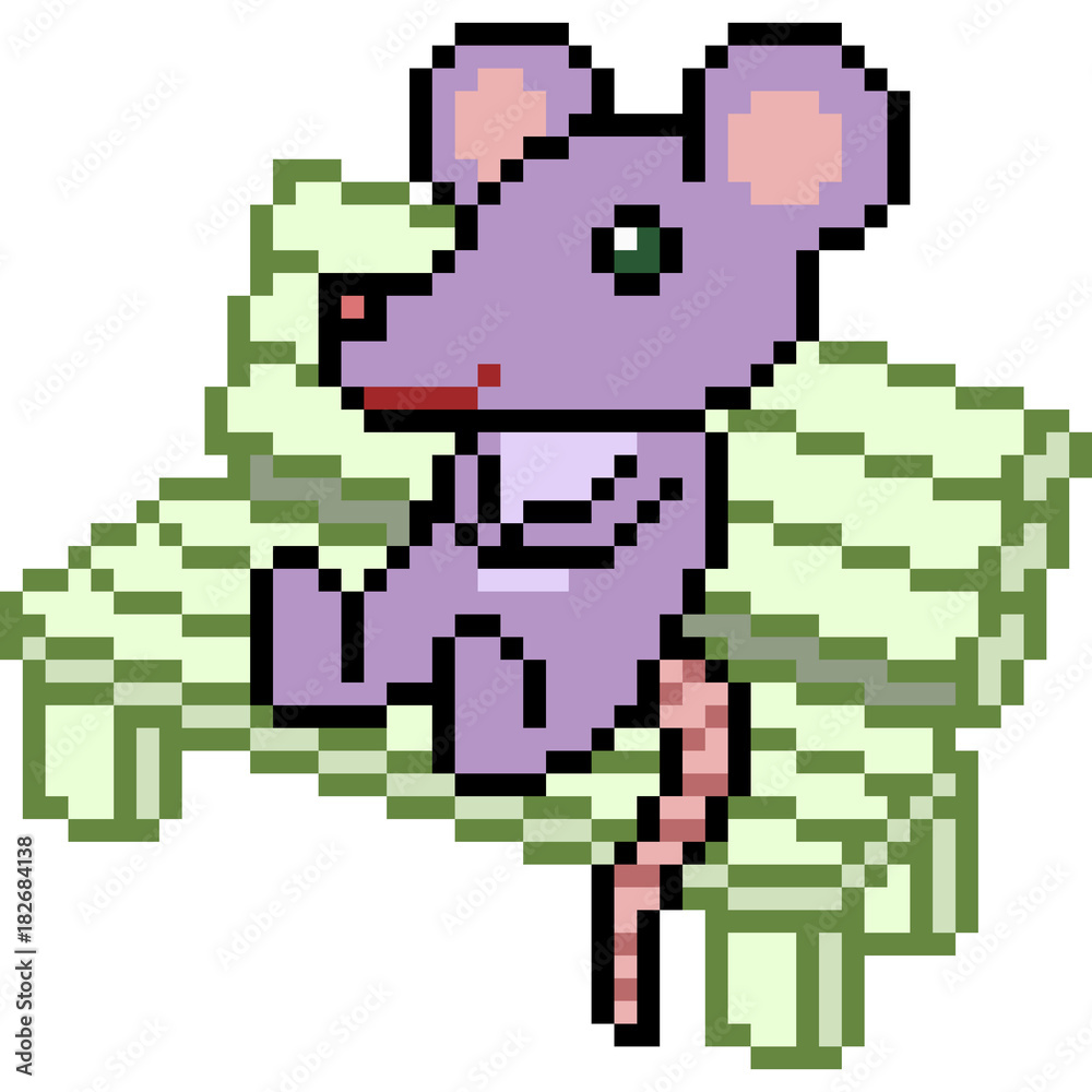 Obraz premium vector pixel art rat sit