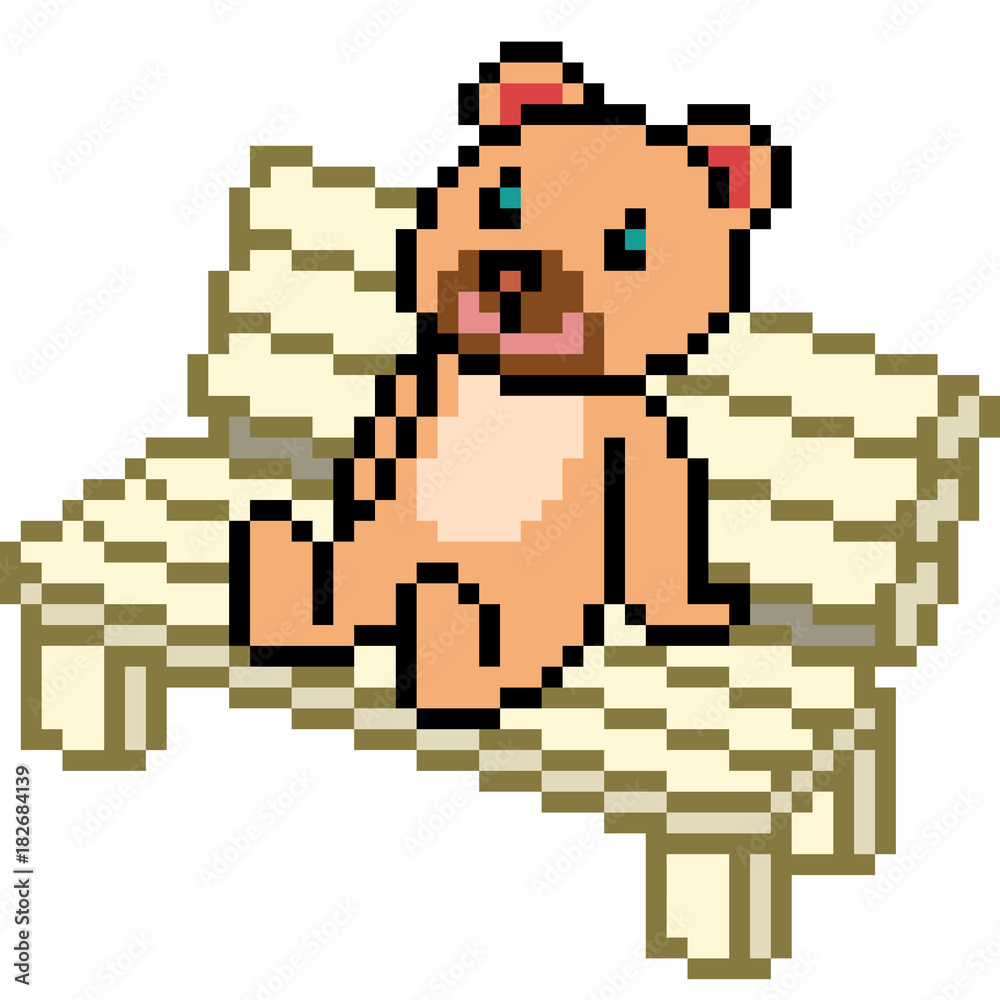Obraz premium vector pixel art bear sit