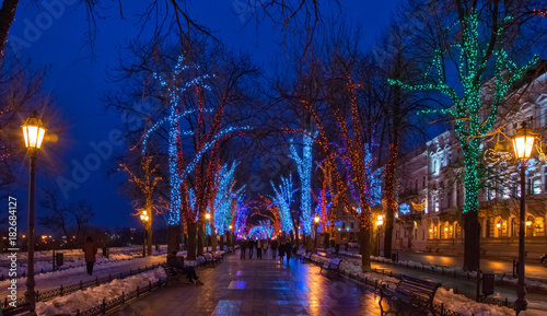 Christmas illumination on downtown street
