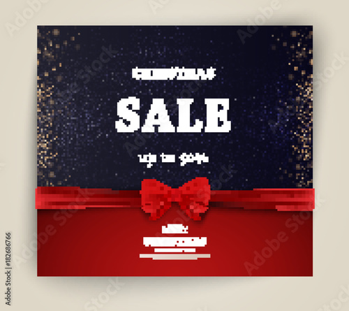 Christmas sale on red background. Christmas toys. Vector illustration