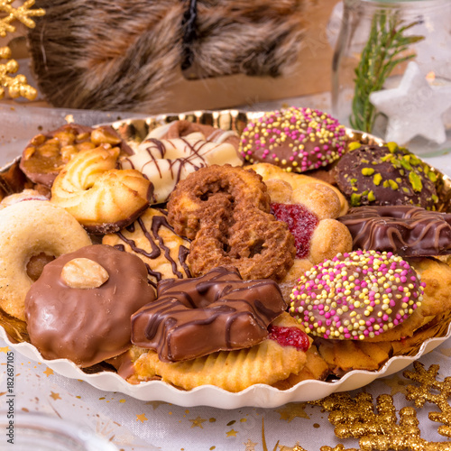 fresh and tasty Christmas cookies photo