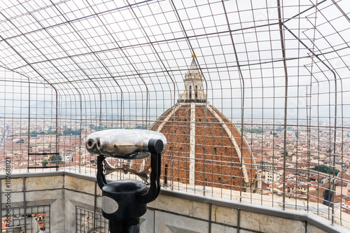 Florence, ITALY - October, 2017: Florence or Firenze aerial Florence Duomo. Basilica di Santa Maria del Fiore in Florence, Italy. Florence Duomo is one of main landmarks in Florence