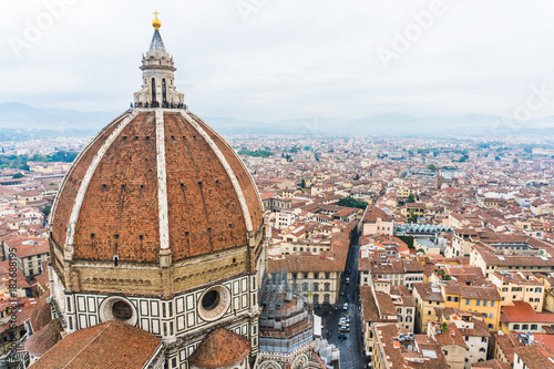 Florence, ITALY - October, 2017: Florence or Firenze aerial Florence Duomo. Basilica di Santa Maria del Fiore in Florence, Italy. Florence Duomo is one of main landmarks in Florence photo