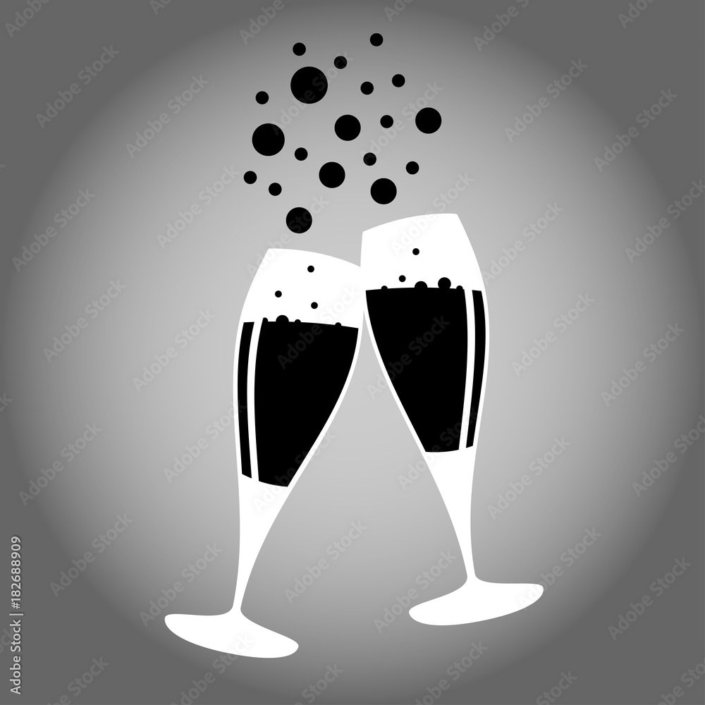 two glasses of champagne black and white icon vector eps 10 two glasses of champagne black and white icon vector eps 10
