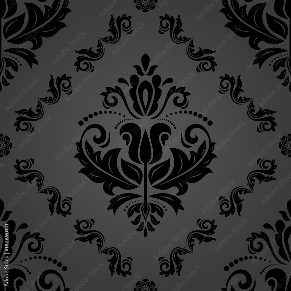 Orient vector classic pattern. Seamless abstract background with repeating elements. Orient dark background