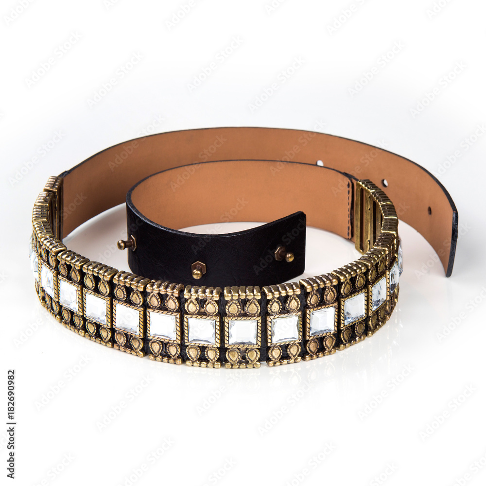 new beautiful women's belt on a white isolated background new beautiful women's belt on a white isolated background