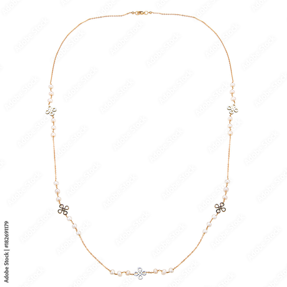 golden chain necklace with pendent on the white background golden chain necklace with pendent on the white background