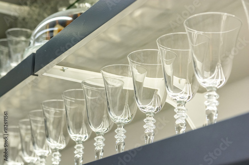 Close up empty glassess in restaurant