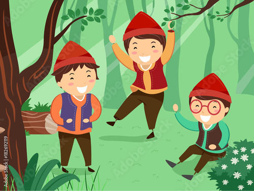 Stickman Kids Dwarves Laugh...