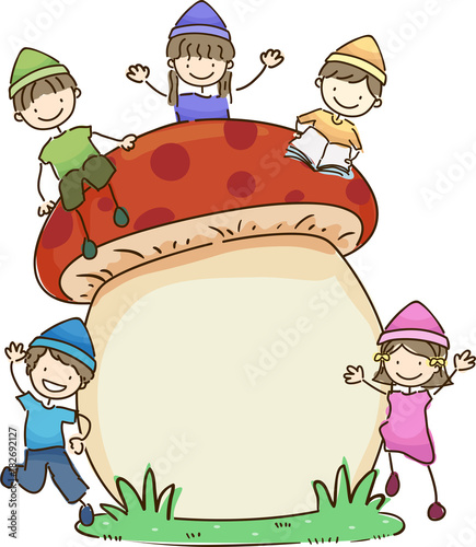 Stickman Kids Dwarves Mushr...