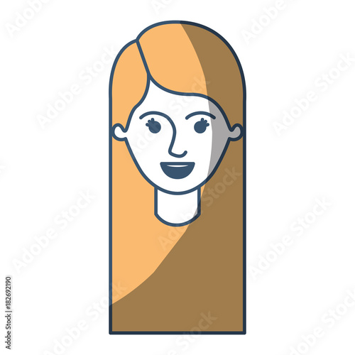 female face with long straight hair in color sections silhouette vector illustration