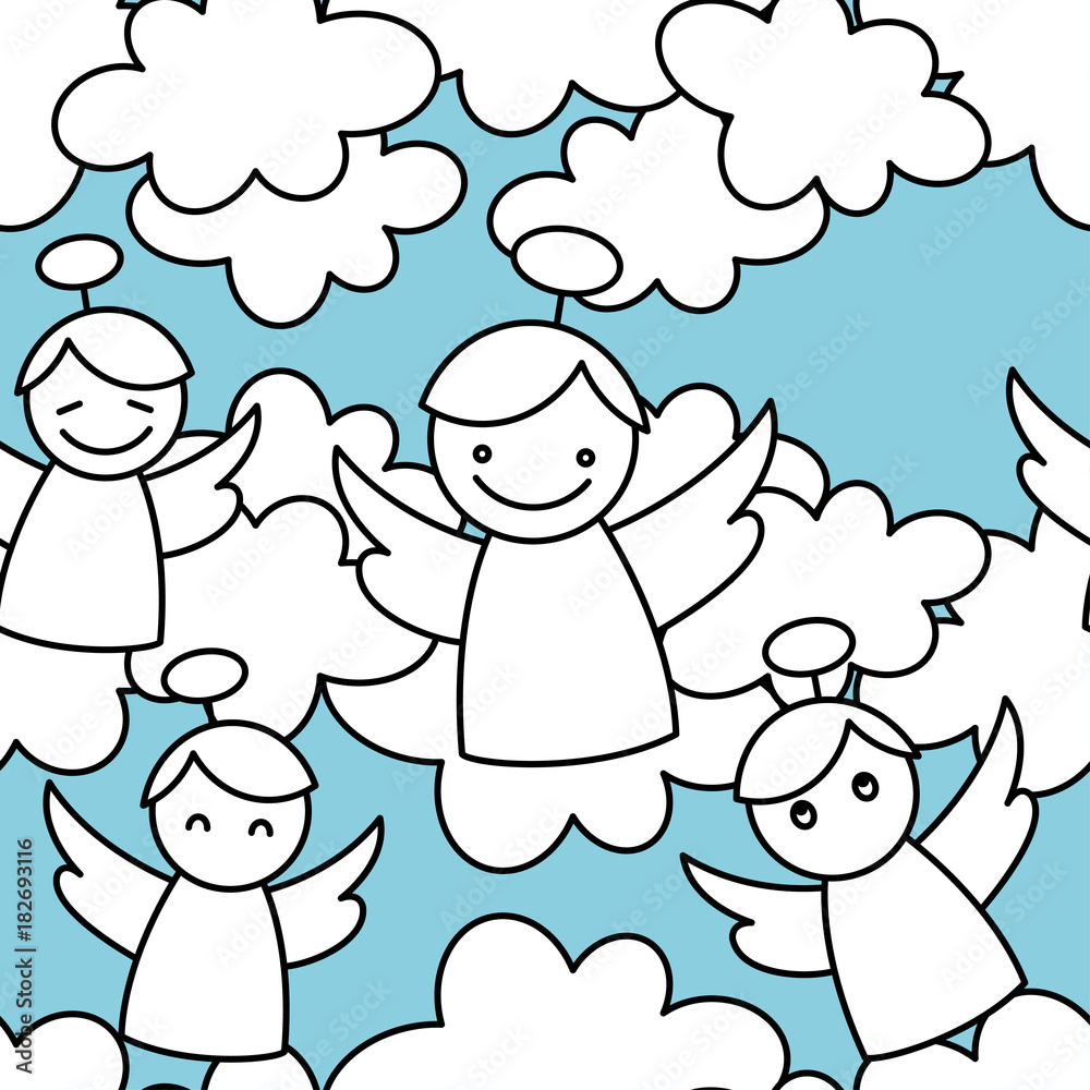 Christmas Angels. Seamless vector background with Angels. Cute cartoon. Textile rapport. Christmas Angels. Seamless vector background with Angels. Cute cartoon. Textile rapport.
