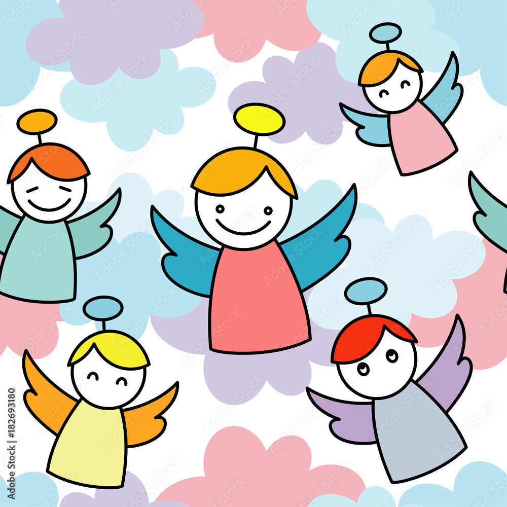 Christmas Angels. Seamless vector background with Angels. Cute cartoon. Textile rapport. Christmas Angels. Seamless vector background with Angels. Cute cartoon. Textile rapport.