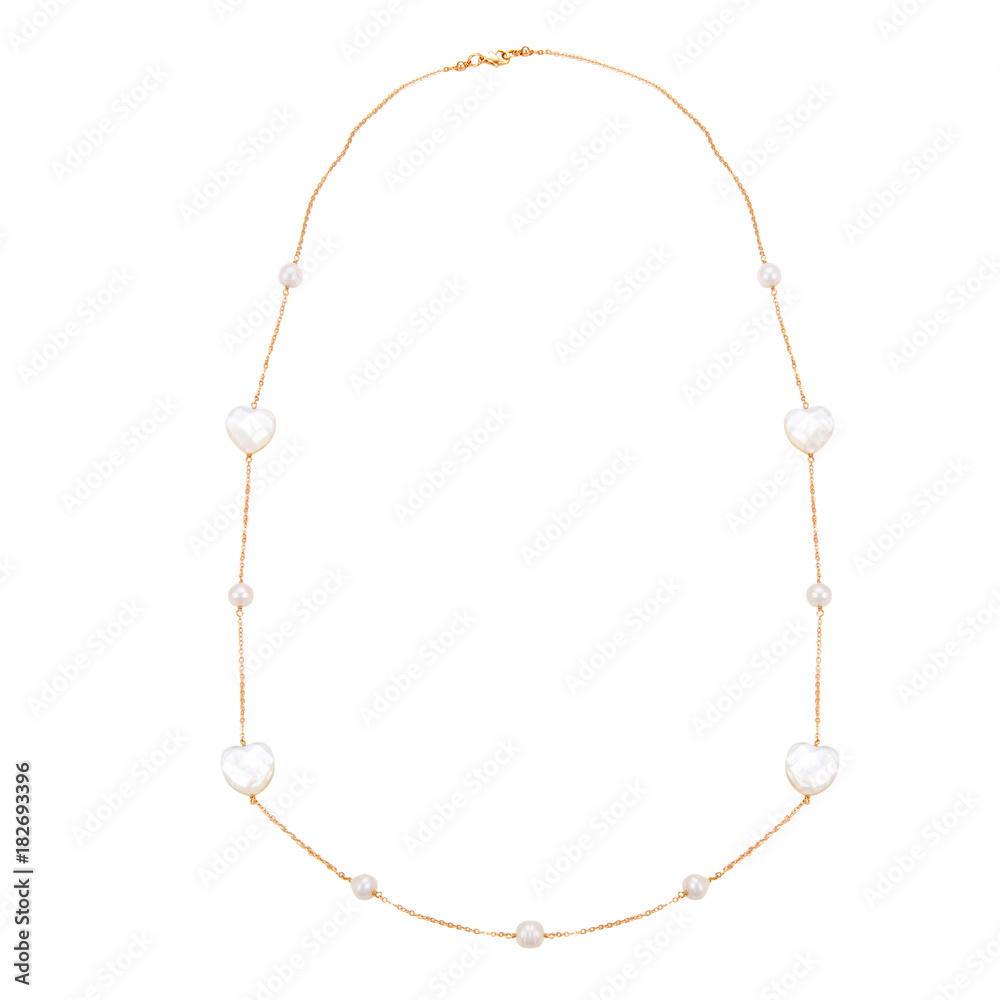 golden chain necklace with pendent on the white background golden chain necklace with pendent on the white background