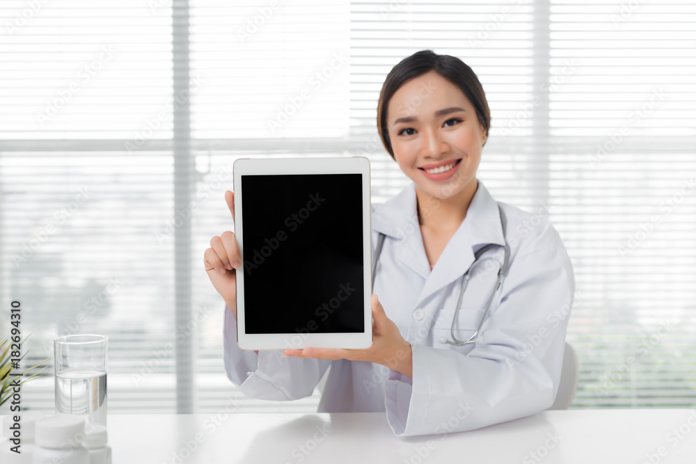 Doctor woman tablet computer medical with stethoscope Doctor woman tablet computer medical with stethoscope